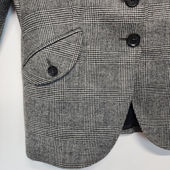 Hackett London Check Blazer Lady Jacket Size S Grey Wool Cashmere Office Chic - Picture 8 of 16